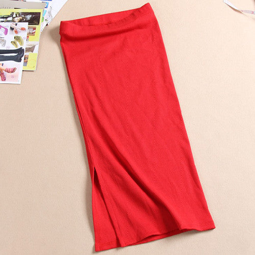 Online discount shop Australia - Long Skirt Fashion Sexy Solid Color Cotton Skirts Womens Maxi Skirt High Waist Elasticity Pencil Skirt