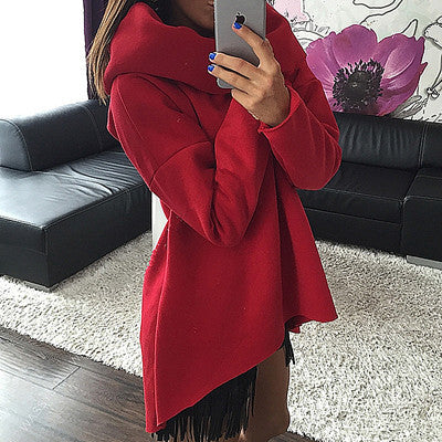 Online discount shop Australia - Fashion Casual Solid Hoodies Scarf Collar Long Sleeve Blouse Women Tops