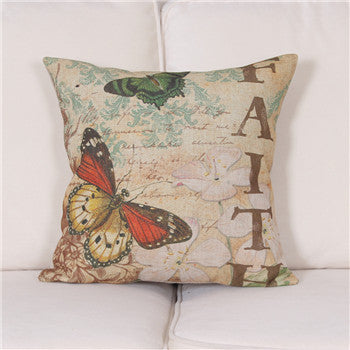 Online discount shop Australia - American country Linen Butterfly Cushion Cover Sofa Decorative Linen Vintage Throw Pillows Case Waist Pillow