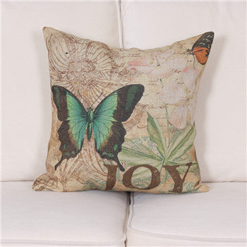 Online discount shop Australia - American country Linen Butterfly Cushion Cover Sofa Decorative Linen Vintage Throw Pillows Case Waist Pillow