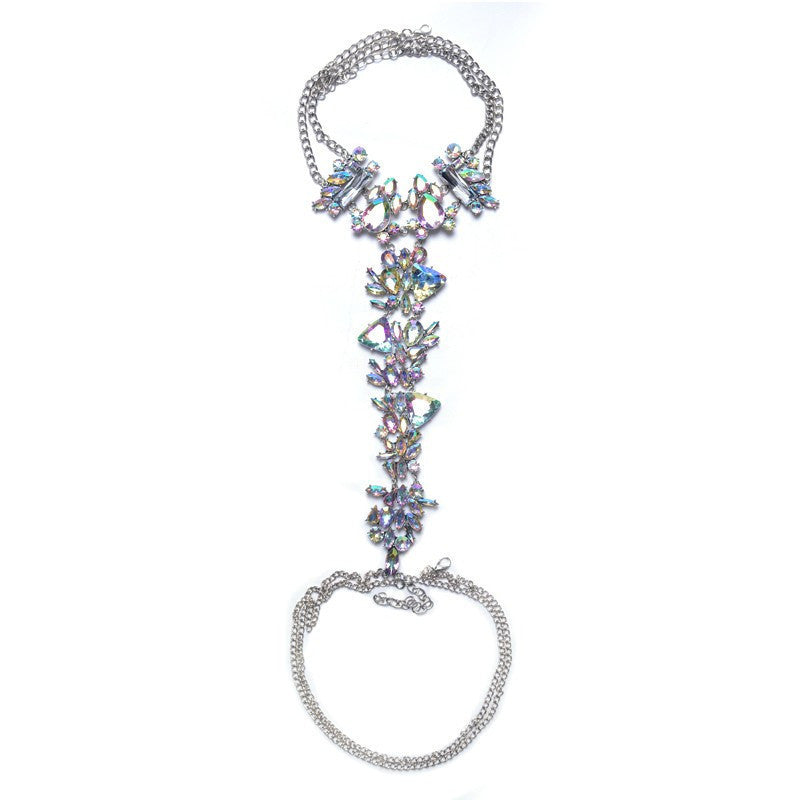 ZA Long Body Chain DIY Handmade Luxury Blue Red Gem Fashion Crystal Necklace Pendant Set Statement Vacation