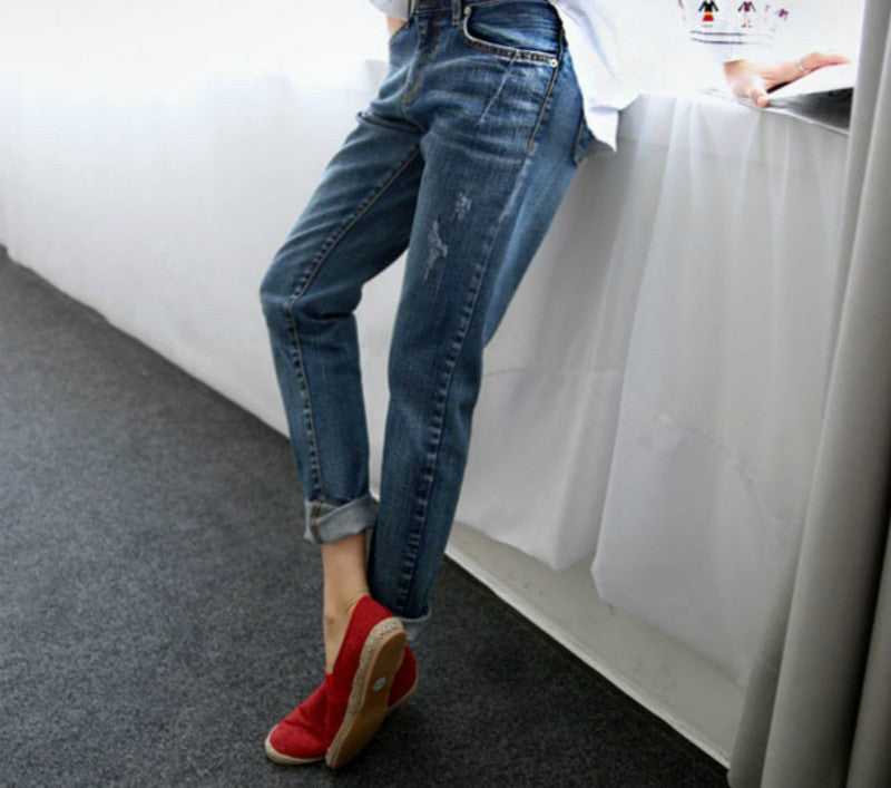Online discount shop Australia - Boyfriend Jeans For Women Vintage Distressed Regular Spandex Ripped Denim Harem Pants Woman Jeans Plus Size