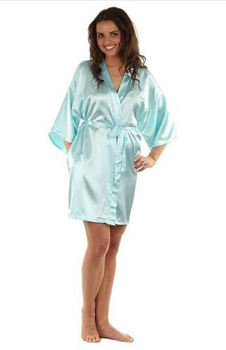 Women Silk Satin Short Night Robe Solid Robe Fashion Bath Robe Bathrobe Wedding Bride Bridesmaid Robe