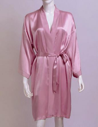 Women Silk Satin Short Night Robe Solid Robe Fashion Bath Robe Bathrobe Wedding Bride Bridesmaid Robe