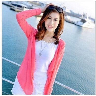 Online discount shop Australia - Cardigan Women Candy Color Knitted Blouse Female Long Sleeve Sun Protection Clothing Fashion Tops