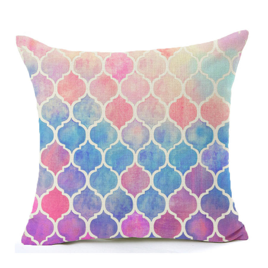Pillowcase Mosaic Style Cushion Cover Cotton Linen Bird Square Blue Sofa Chair Throw Pillow Cover Home Decorative