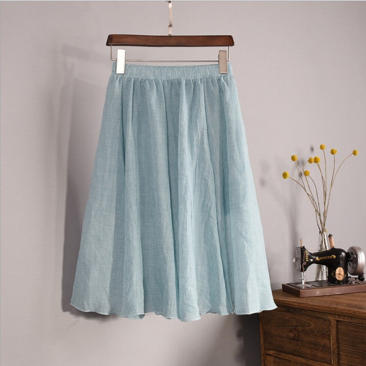 Online discount shop Australia - Fashion Brand Women High quality Linen Cotton Breathable Bilayer structure Pleated Vintage Short Skirts