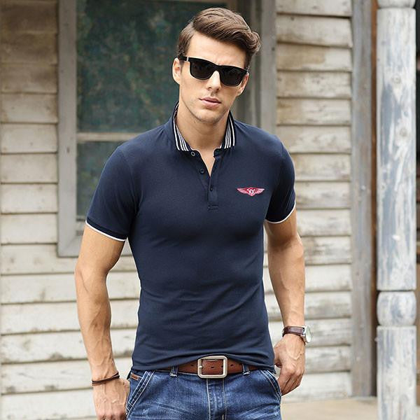 Short Sleeve Mens Polos Homme Turn Down white Collar Tops Cotton Dot Brand Fashion Striped xxxl Solid Clothing