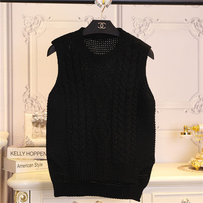 Online discount shop Australia - fashion preppy style short design sleeveless pullover sweater female vest women o-neck Solid color girl clothing