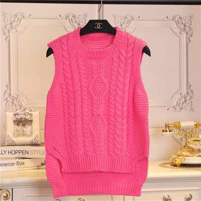 Online discount shop Australia - fashion preppy style short design sleeveless pullover sweater female vest women o-neck Solid color girl clothing