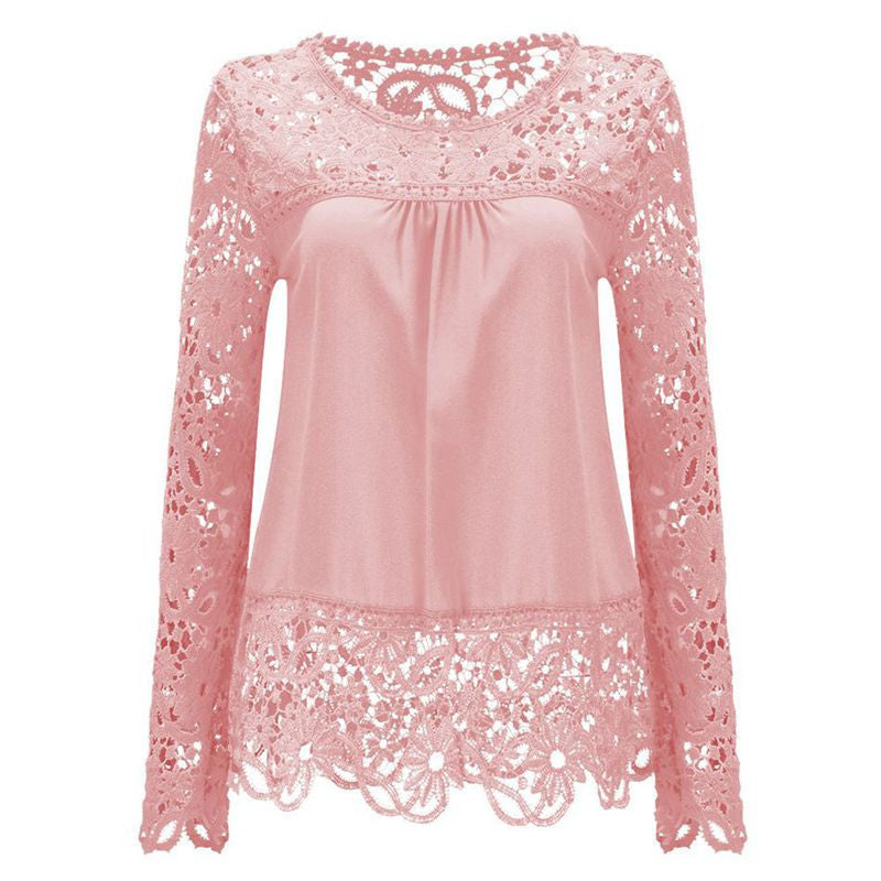 Online discount shop Australia - Chiffon Long Sleeve Women Blouses White Lace Up Ladies Women Tops Women Shirts Clothing Plus Size