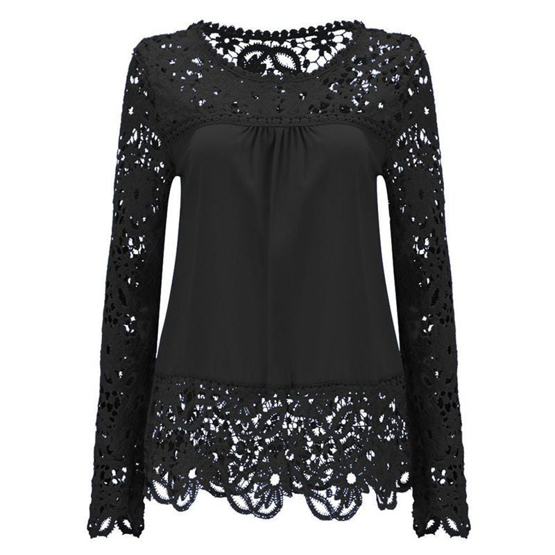 Online discount shop Australia - Chiffon Long Sleeve Women Blouses White Lace Up Ladies Women Tops Women Shirts Clothing Plus Size