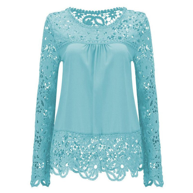 Online discount shop Australia - Chiffon Long Sleeve Women Blouses White Lace Up Ladies Women Tops Women Shirts Clothing Plus Size