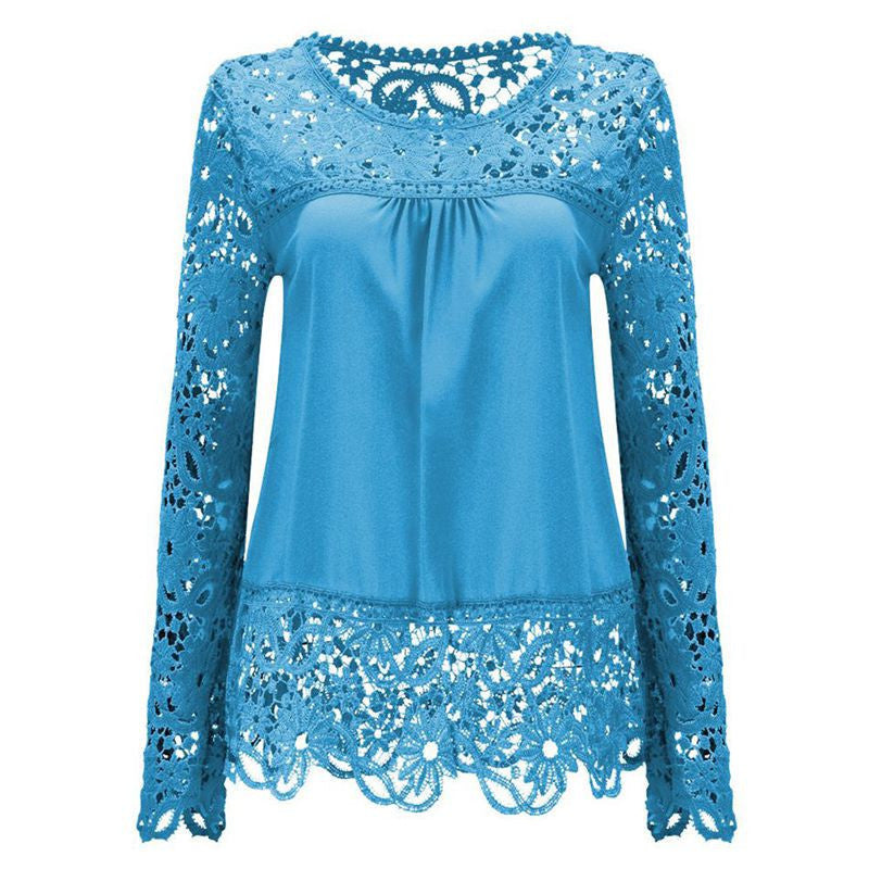 Online discount shop Australia - Chiffon Long Sleeve Women Blouses White Lace Up Ladies Women Tops Women Shirts Clothing Plus Size