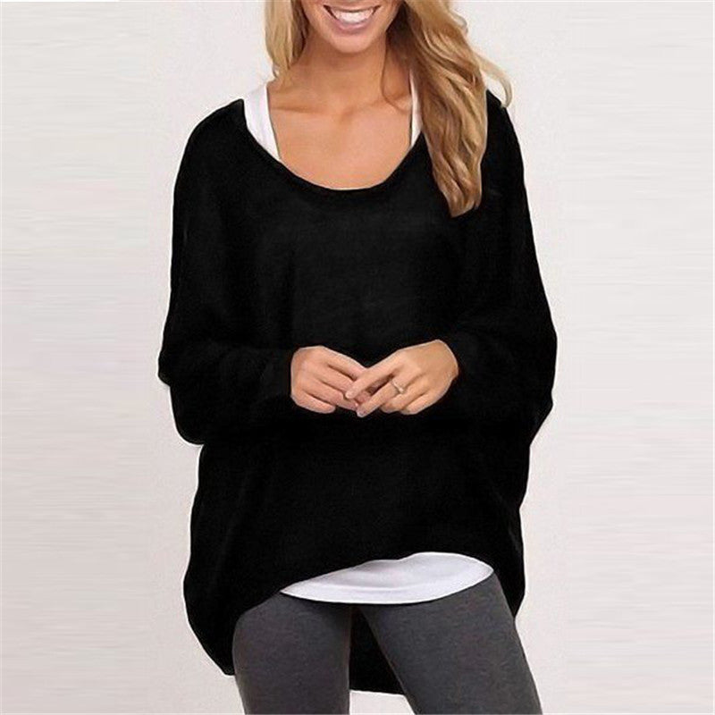 Women Blouse Fashion Long Sleeve Casual Loose Solid Color Black Gray Shirt Plus Size Tops