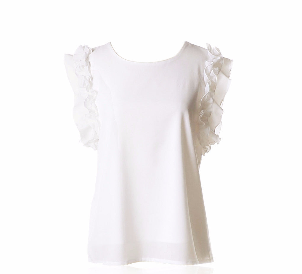 Online discount shop Australia - new 7 colors Lovely womens chiffon Ruffles fashion solid lady Tops