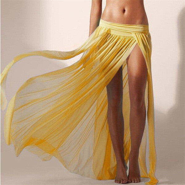 Online discount shop Australia - Brand New HOT Ladies Sexy Transparent Chiffon Long Skirts,Europe Style Women Fashion Beach Skirts ZYH00220