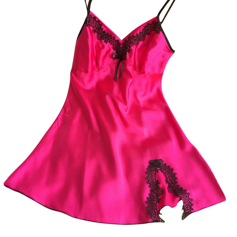 Online discount shop Australia - Ladies Sexy Silk Satin Night Dress Sleeveless Nighties V-neck Nightgown Plus Size Nightdress Lace Sleepwear Nightwear Nightgown
