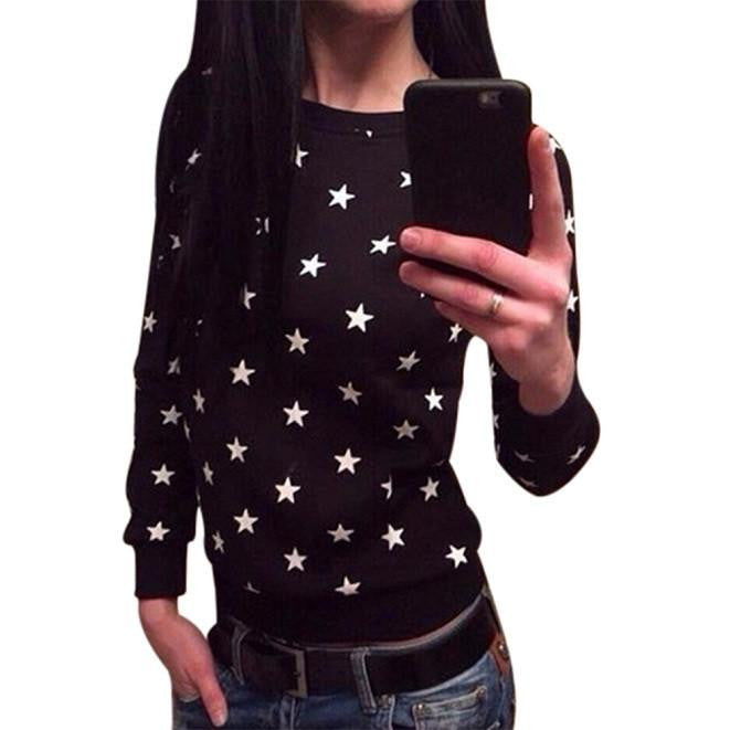 Women Sweatershirt Hoodies Crew Neck Pullover Long Sleeve Geometric Print Outwear Tops Sweatshirt