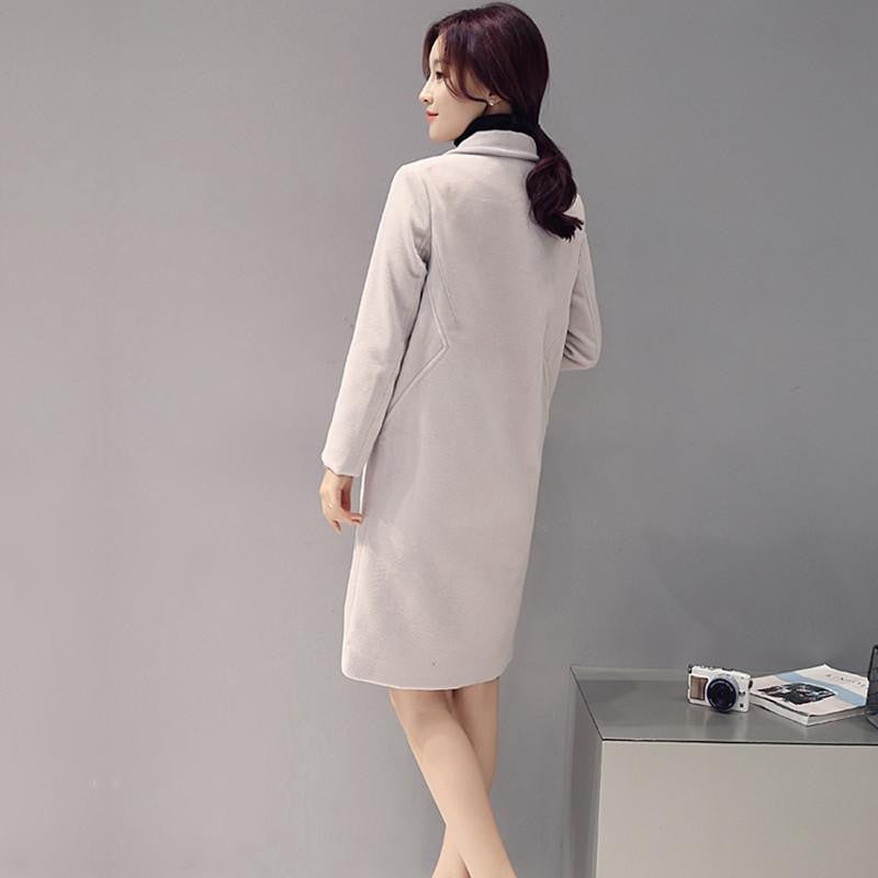 Women Woolen Coat Slim Lapel Pocket Multicolor Plus Size Long Sleeve Ladies Wool warm Jackets Female Fashion coats
