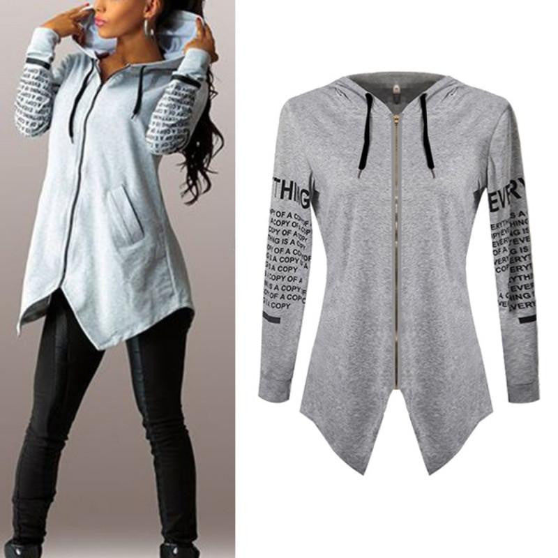 Women Hoodies Letter long-sleeved hooded Harajuku Plus Size Sportswear Coat