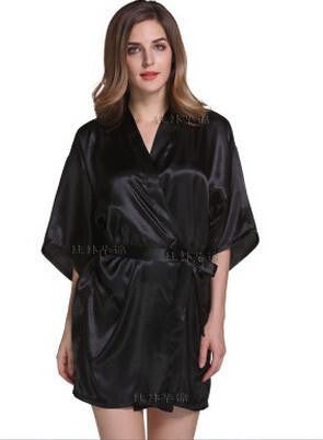 Women Silk Satin Short Night Robe Solid Robe Fashion Bath Robe Bathrobe Wedding Bride Bridesmaid Robe