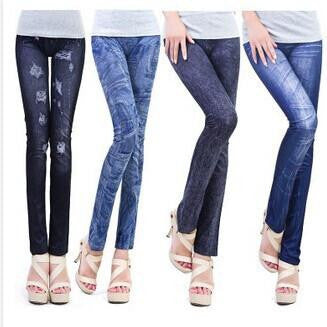 seamless printing stretch imitation jeans leggings 14 colors Denim Legging