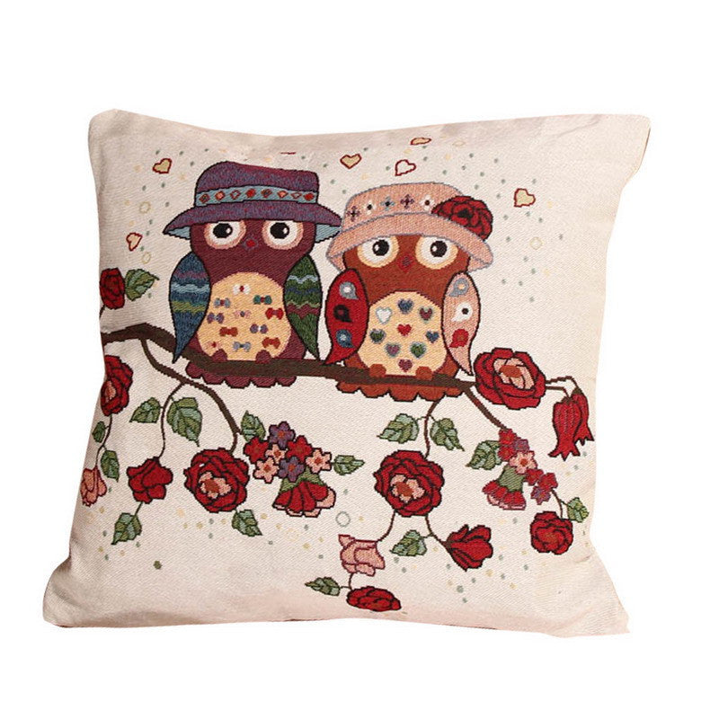 Online discount shop Australia - Cotton Linen Owl Bird Animal Plant Tree Throw Pillow Case Home Living Room Pillows Cushion Pillowcase Pillow Cover Sham