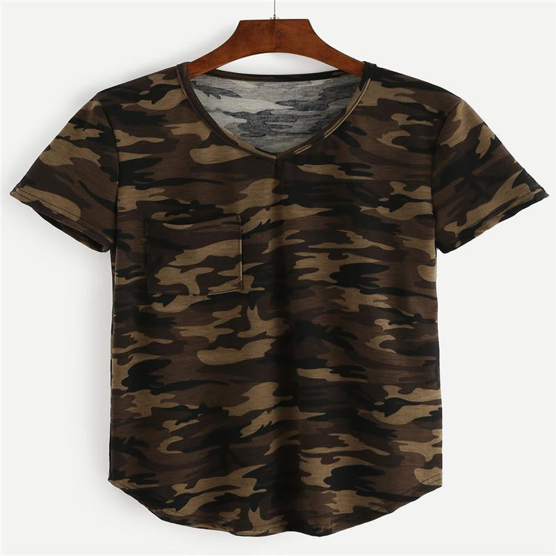 Tops Tees Ladies Short T Shirt women Camouflage Print Cotton Female Shirts Loose Woman Clothes