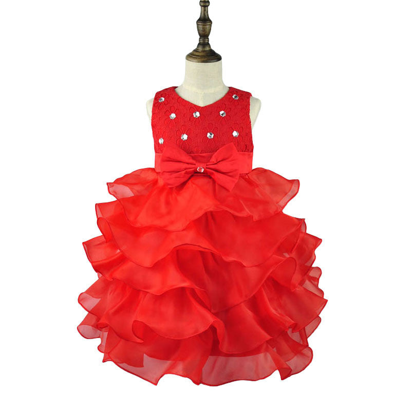 Online discount shop Australia - Girl Dress Princess Christmas Lace Kids Christening Events Party Wear Dresses For Girls Children Baby Red Clothes