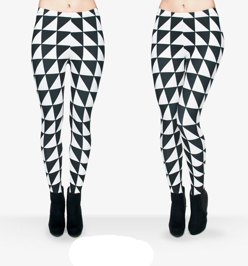 Women's Colour Geometry 3D Printing Legging High Elastic Fitness Legging Trousers Casual Pants Printed Leggings