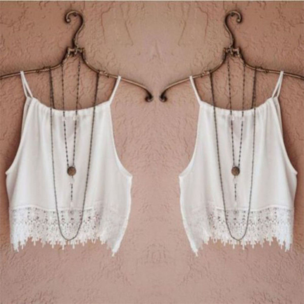 Online discount shop Australia - Fashion New Lace Tops Sleeveless Casual Tops Tee T-Shirt S- XL