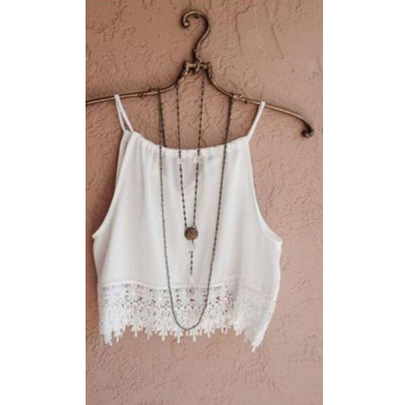 Online discount shop Australia - Fashion New Lace Tops Sleeveless Casual Tops Tee T-Shirt S- XL