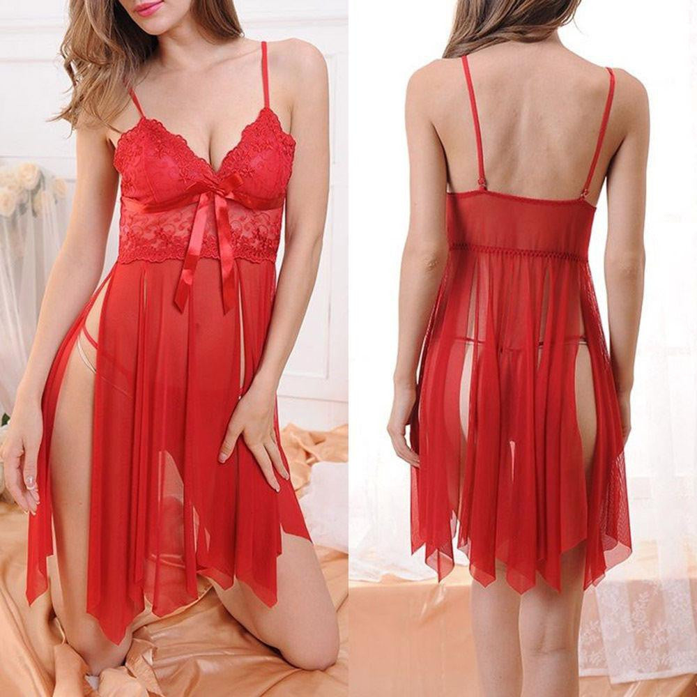 Lingerie Babydoll Sleepwear Underwear Lace Dress G-string Nightwear Lady