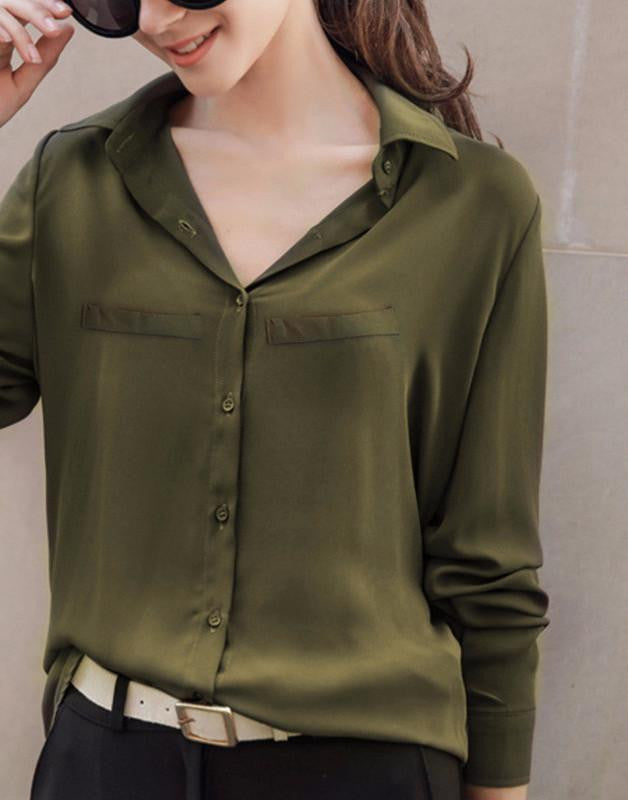 Women Blouse Casual Women's Long Sleeved Solid Shirt Plus Size Blouses Ladies Office OL Style Shirts