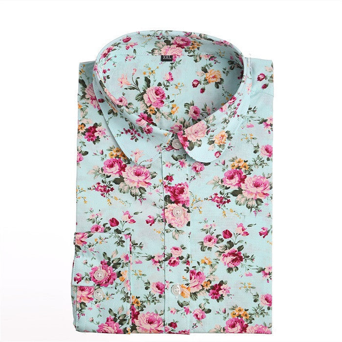 Online discount shop Australia - Floral Blouses Women Cotton Shirt Fashion Ladies Tops Female Plus Size Women Clothing Long Sleeve Blouse