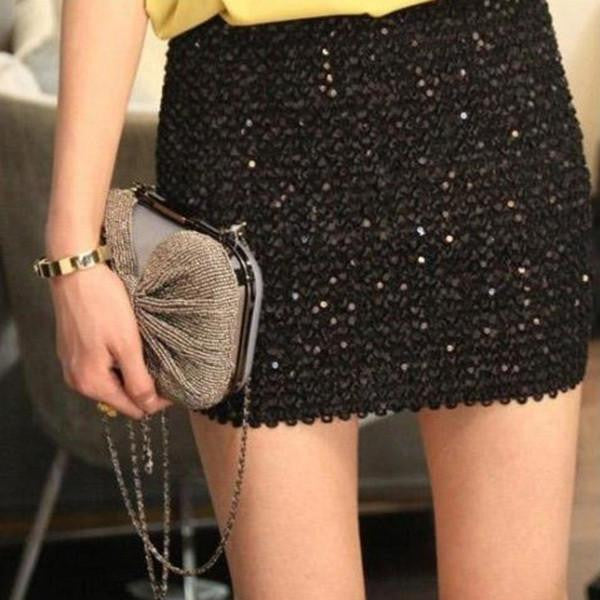 Women Skirts Shiny Glitter Sequins Bodycon Party Short Mini Skirt 3 Colors