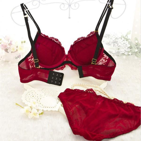 Womens Set Embroidery Lace Lingerie Underwear Push-Up Bra Underwire