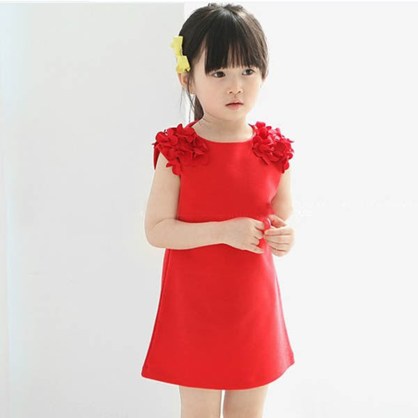 Online discount shop Australia - Kids Girls Flower Sleeveless Princess Dress Party Clothes