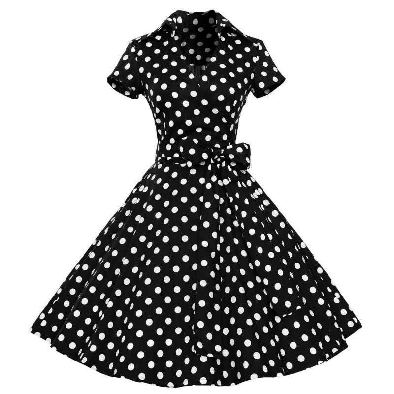Online discount shop Australia - 1950s Retro Audrey Hepburn Style V-Neck Swing Lapel Shirt Rockabilly Pinup Summer Dress