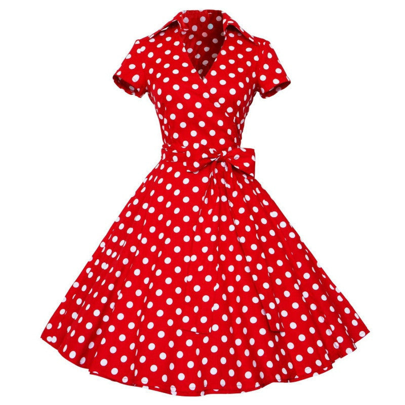Online discount shop Australia - 1950s Retro Audrey Hepburn Style V-Neck Swing Lapel Shirt Rockabilly Pinup Summer Dress