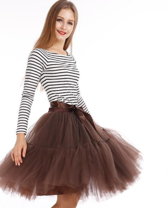 Online discount shop Australia - Custom made 5 Layers Midi Tulle Skirts Womens Petticoat Belt Tutu Skirt Chic hippie Ball Gown