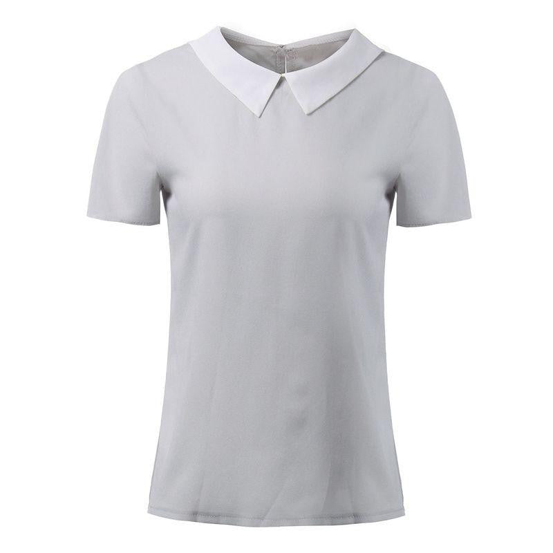 Online discount shop Australia - Fashion Women Casual Blouse Short Sleeve Loose Chiffon Shirt Tops Shirt Blouse Women Clothing yc