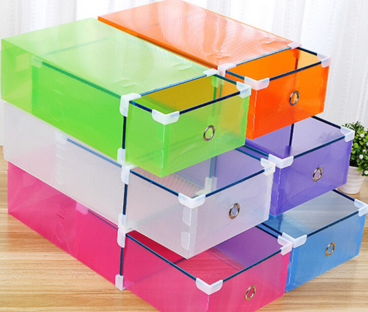 Online discount shop Australia - Candy color Metal-edged Drawer Type Plastic storage box Storage Shoe Box Transparent Shoebox Shoe Box