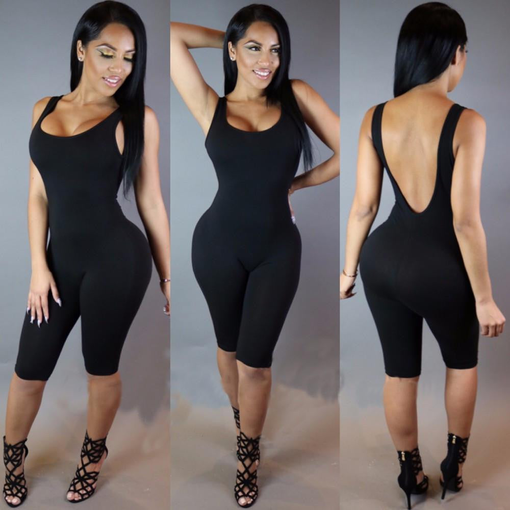 Women Rompers Solid Bodysuit Overalls Cotton Bodycon Strapless Jumpsuit Backless Dungarees Woman Playsuit