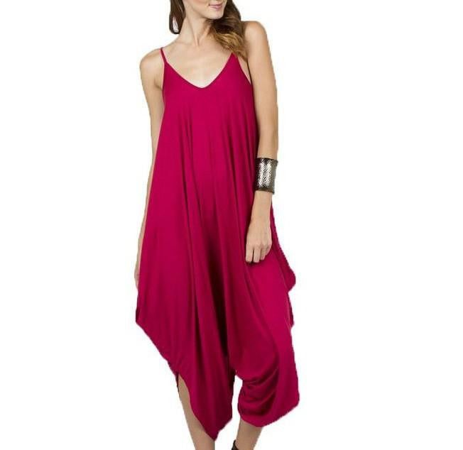 Deep V Backless Red Jumpsuit Women Plus Size Style Rompers Womens Jumpsuit Loose Long Pants Rompers Overall