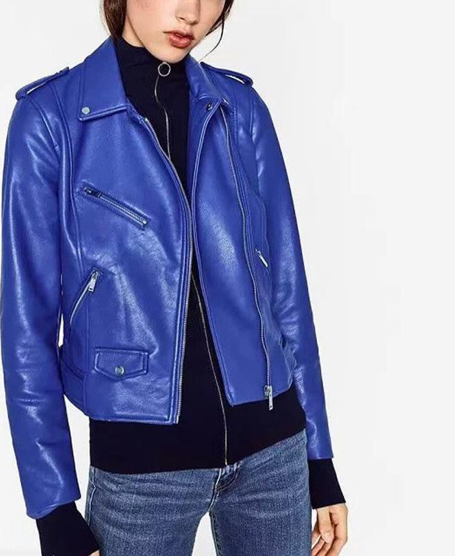 Online discount shop Australia - New Arrive Fashion Street High quality Women's Short Washed PU Leather Jacket Zipper Bright Colors Ladies Basic Jackets