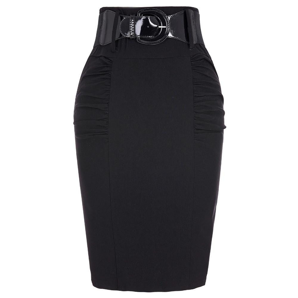 Women Pencil Skirts Casual Black Midi Skirt Slim OL Fitted High Waist Female Ladies Skirts Saia Bodycon Office Skirt Faldas