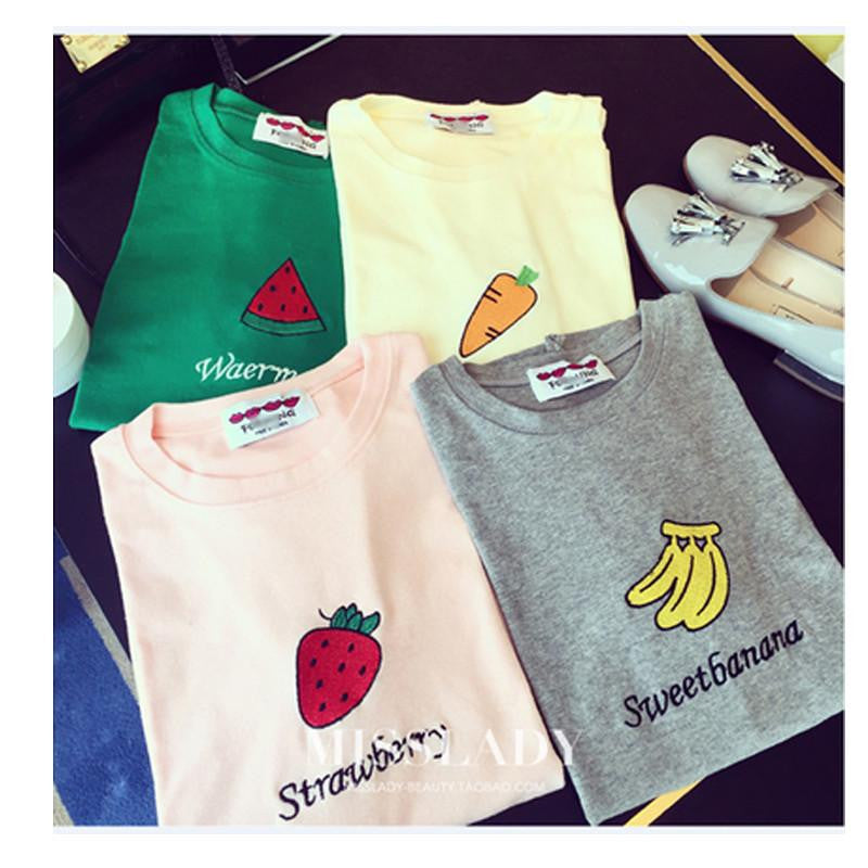 women t shirt t-shirt women's tee tops female sweet fruit print soft cotton t shirts with prints