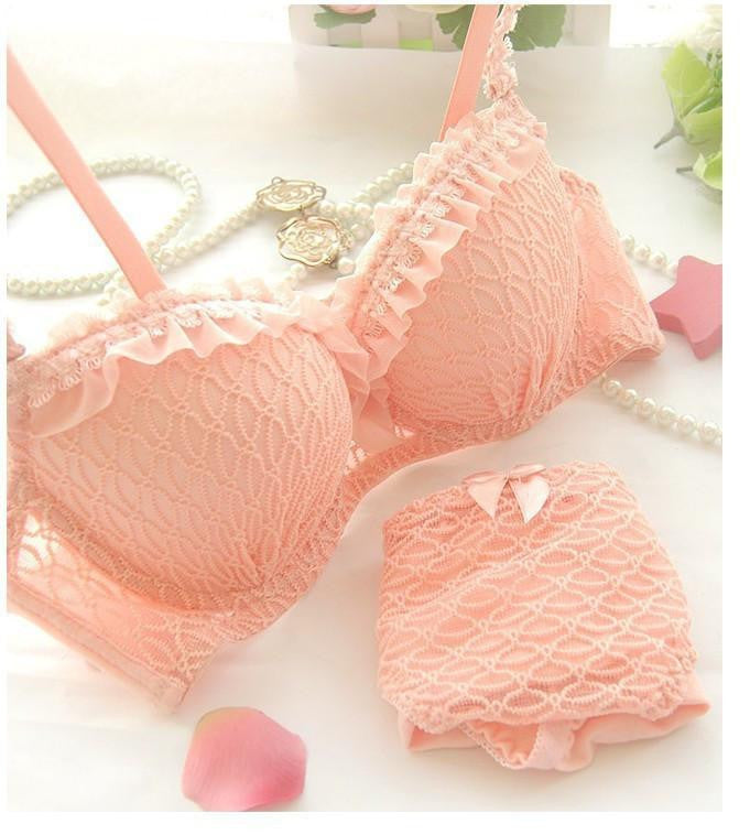 Women sexy lace Womens Lingerie Ruffle Push-Up bra Lace Underwear Bra briefs sets